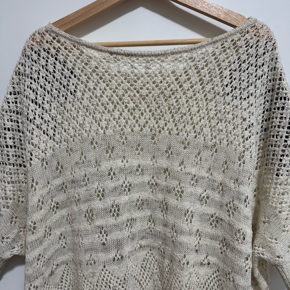Knitted & Knotted Anthropologie Floral Embroidery Oversized Luana Poncho Sweater - Picture 7 of 14